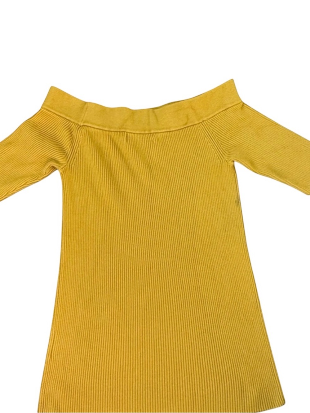 Anthropologie Mustard Ribbed Off Shoulder Top Size S
